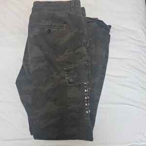 Mason’s Green Camo Cargo Pants with Stud Accents